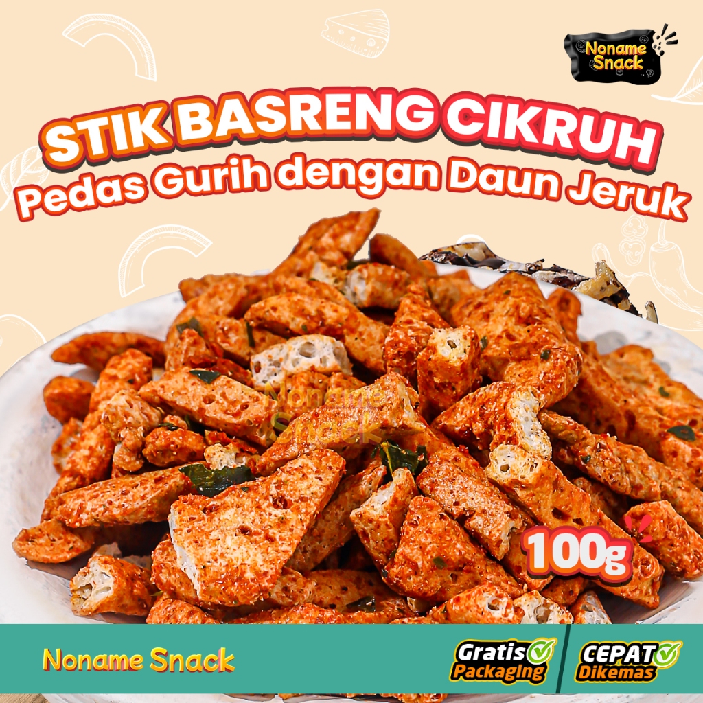 

NoName Snack - Stik Basreng Cikruh Pedas Daun Jeruk Cemilan Grosir 50Gr 100Gr