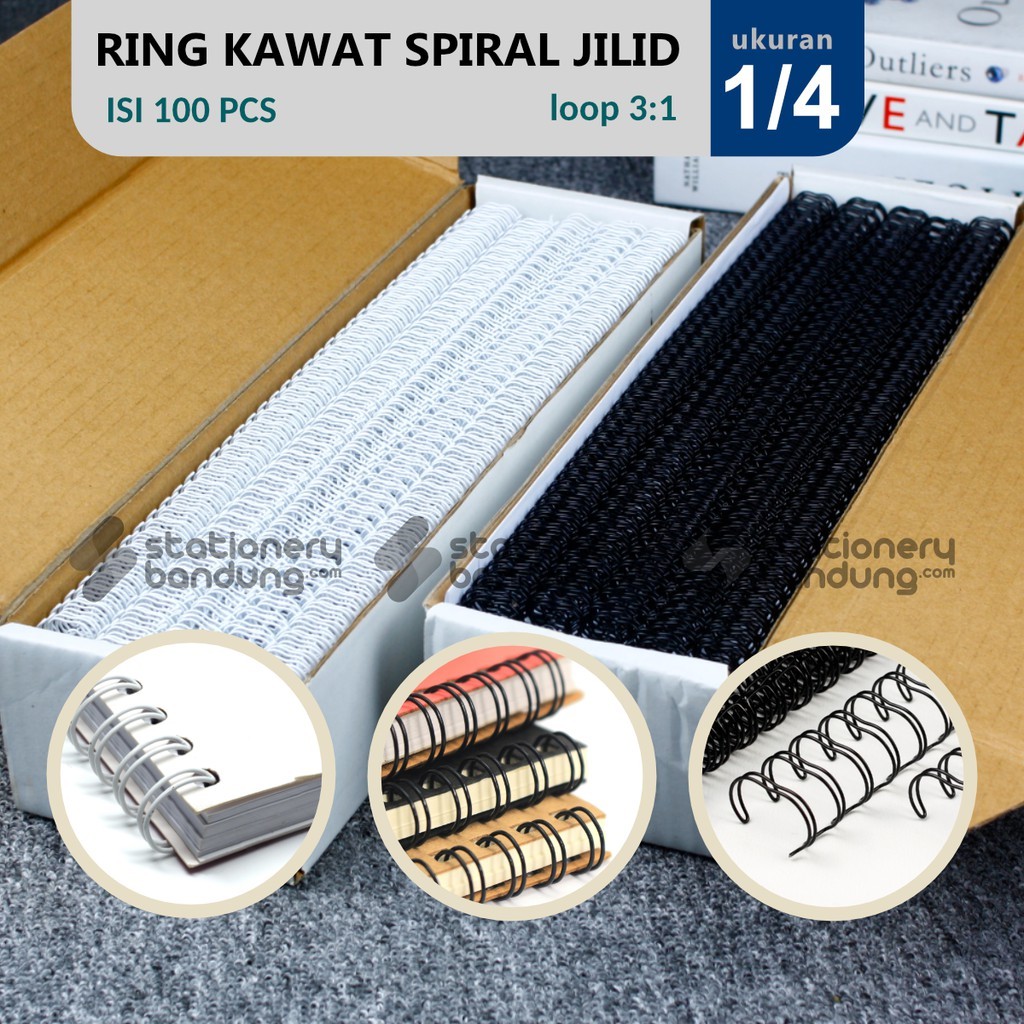 

Ring Kawat Spiral Jilid 1/4 F4 Spiral Wire 1/4 F4 dan A4 3:1 38 Lobang