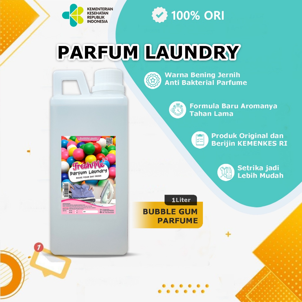 COD - Freshme Parfum Laundry Tahan Lama Aroma Bubble Gum, Pengharum dan Pelicin Setrika 1 Liter Anti