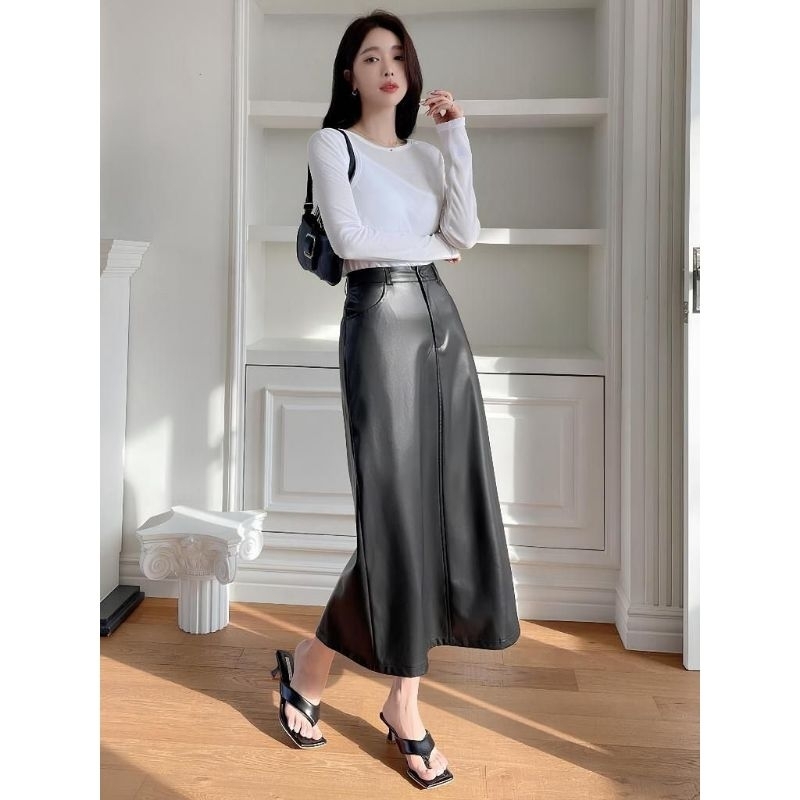 ForJ.id • ROK KULIT MIDI WANITA PANJANG HIGH WAIST