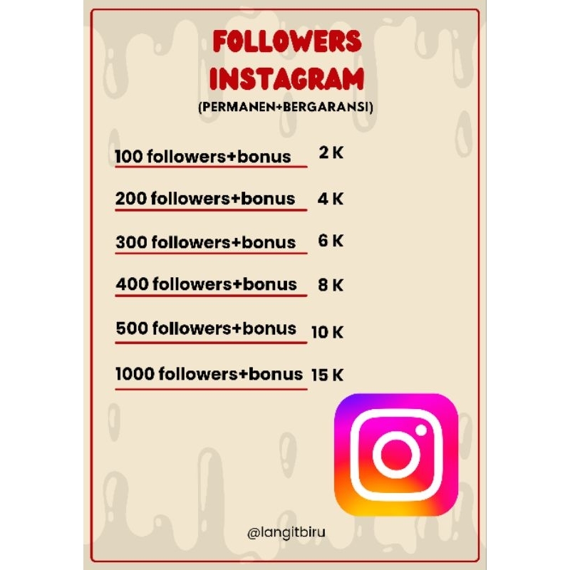 FOLLOWERS IG GARANSI PERMANEN (NO DROP)
