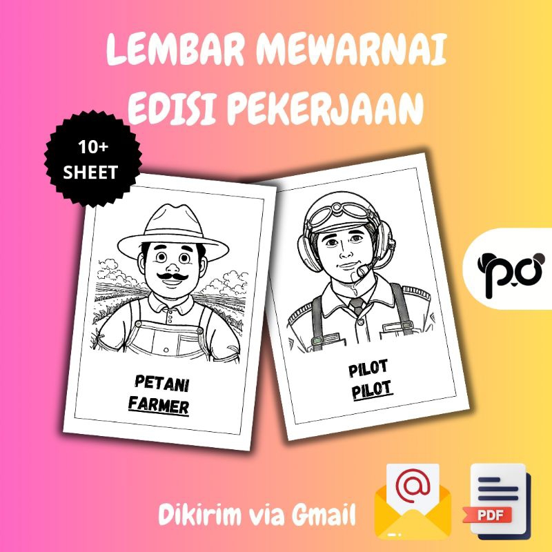 

LEMBAR MEWARNAI | COLORING SHEET/BOOK | ANAK TK, SD | EDISI PEKERJAAN | KODE (08124)