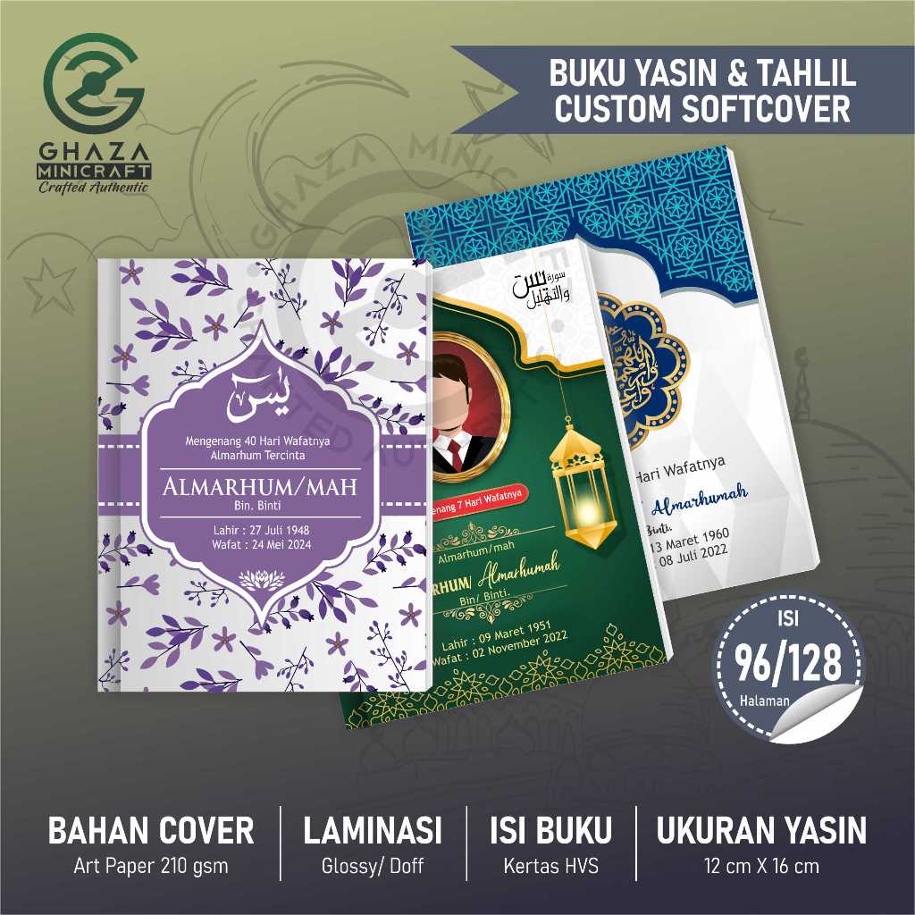 

Buku Yasin & Tahlil Terjemahan Custom Vol.002 Soft Cover Glossy LAMINASI 96/128 Halaman