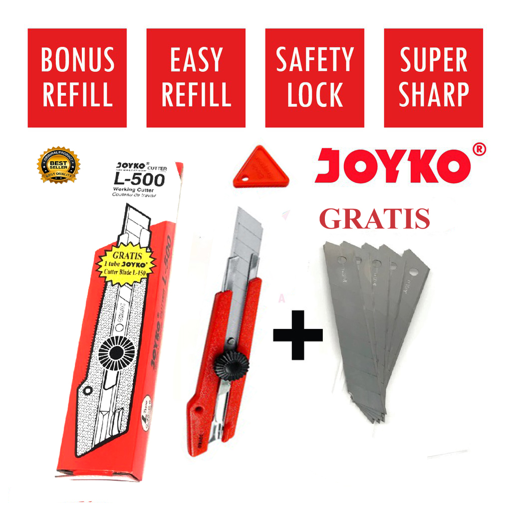 

Cutter Besar JOYKO L-500 + Bonus Refill JOYKO L-150 Super Tajam Tahan Banting