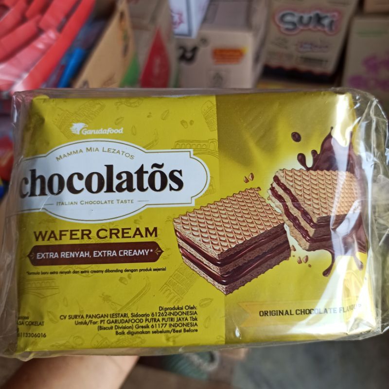 

Wafer CHOCOLATOS Rasa Cokelat Isi 10 Pcs Ukuran Sedang