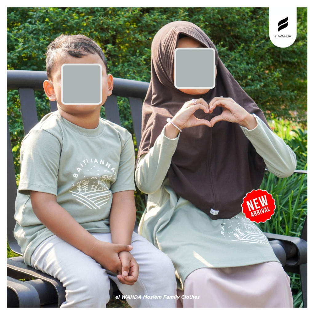 El Wahda Kaos Family Set Keluarga Couple Premium Warna Sage Green
