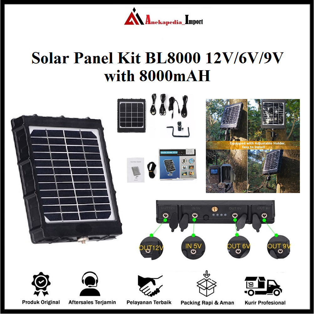 Solar Panel Kit BL8000 - Panel Surya BL8000 Traill Camera 12V/6V/9V Baterai 8000mAH