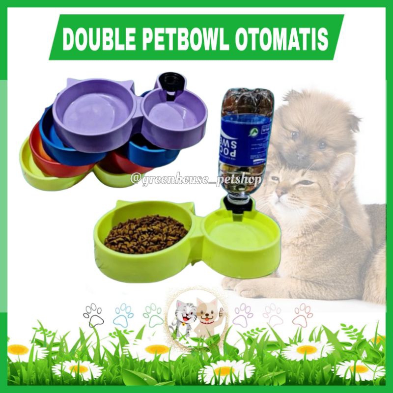 GHP- Double Petbowl Dispenser Otomatis Tempat Makan Kucing Otomatis Tempat Makan