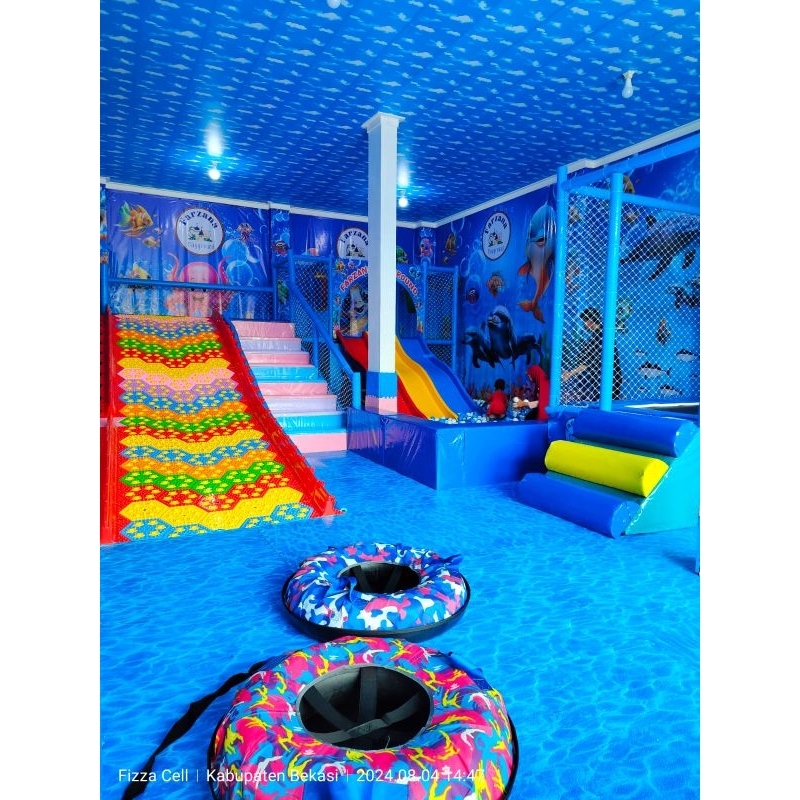 playground indoor , mandi bola, rainbow slide, perosotan donut, trampoline