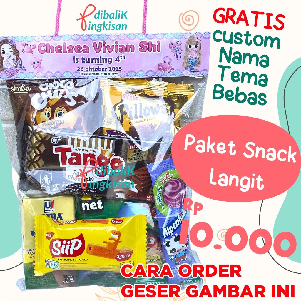 

PAKET SNACK ULANG TAHUN ANAK / BINGKISAN / PERNIKAHAN / NATAL / SNACK ULTAH LANGIT GRATIS LABEL