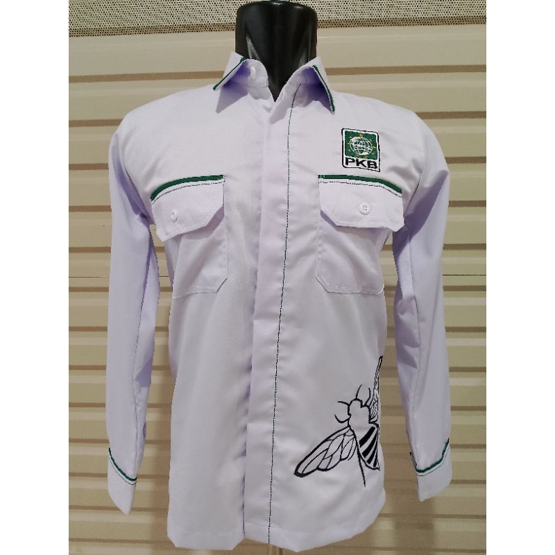 Kemeja Partai PKB Seragam PKB Putih Lengan Panjang