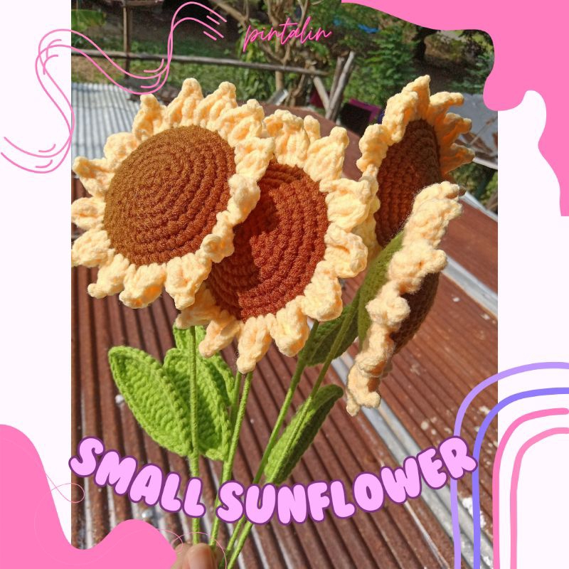 bunga matahari rajut, bunga matahari, sunflower