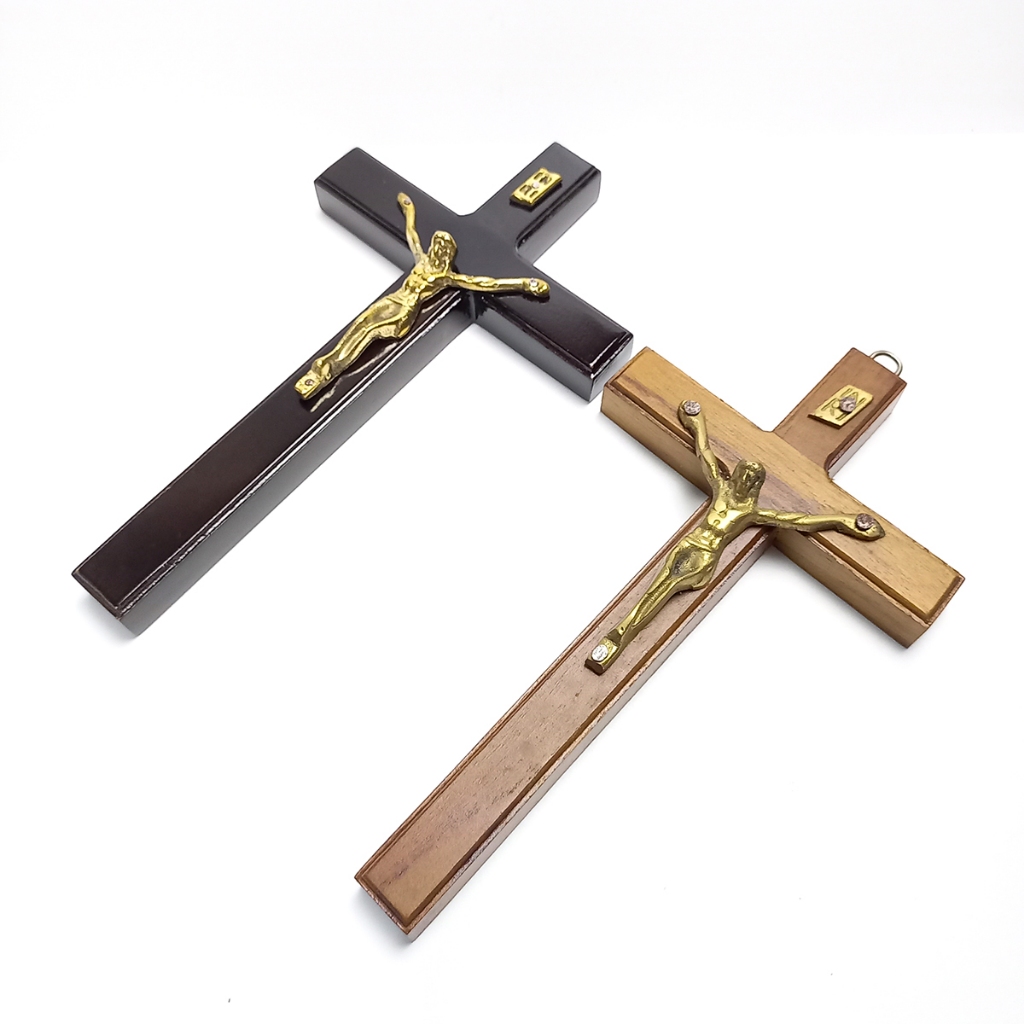 Salib Dinding 15 cm /Salib Kuningan/Salib Tuhan Yesus Dinding/Hiasan Salib Dinding