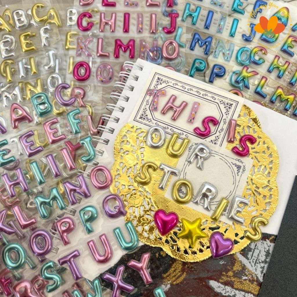 

bloomingyourdays 3D Alphabet sticker stiker huruf pastel warna stiker huruf premium aesthetic gold white warna warna dekorasi scrapbook album deco alfabet sticker sheet/ sticker huruf / sticker journal bujo scrapbook daily planner aesthetic