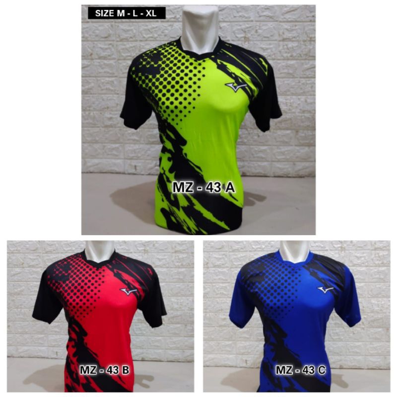 Jersey Atasan Olahraga Voli Baju Voli Baju Badminton Printing Pria Wanita Jumbo M - XL
