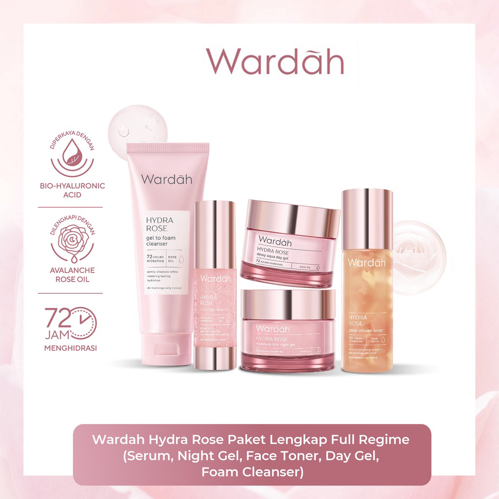 Wardah Hydra Rose Series |CLEANSER|SERUM|TONER|DAY CREAM| NIGHT CREAM