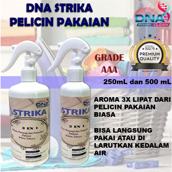 [DNA] DNA Pelicin Pakaian Spray DNA Strika 250ml dan 500ml Pelembut,Pelicin dan Pewangi Pakaian