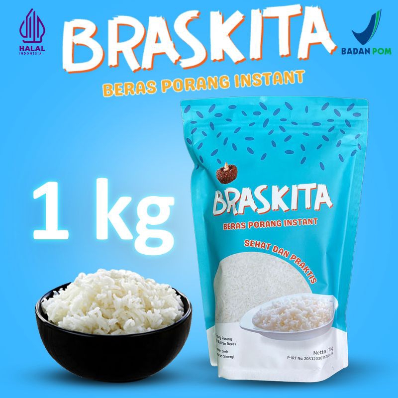 

BRASKITA 1Kg | Beras Porang | Konjac Rice 100% Original