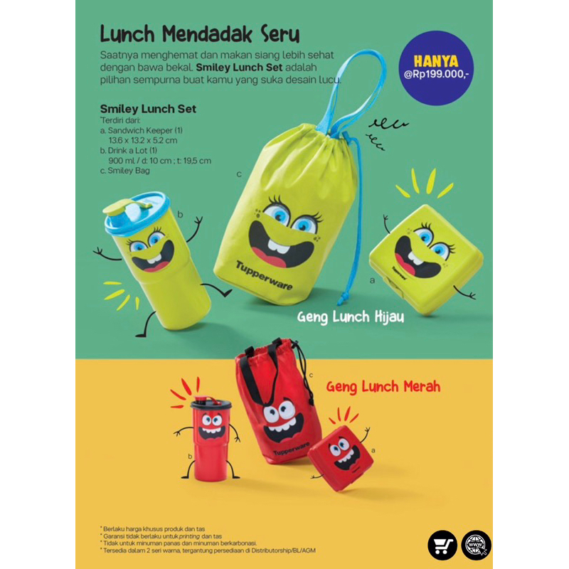 smiley lunch set//lunch box//lunch bos ser//tupperware set//tupperware limited