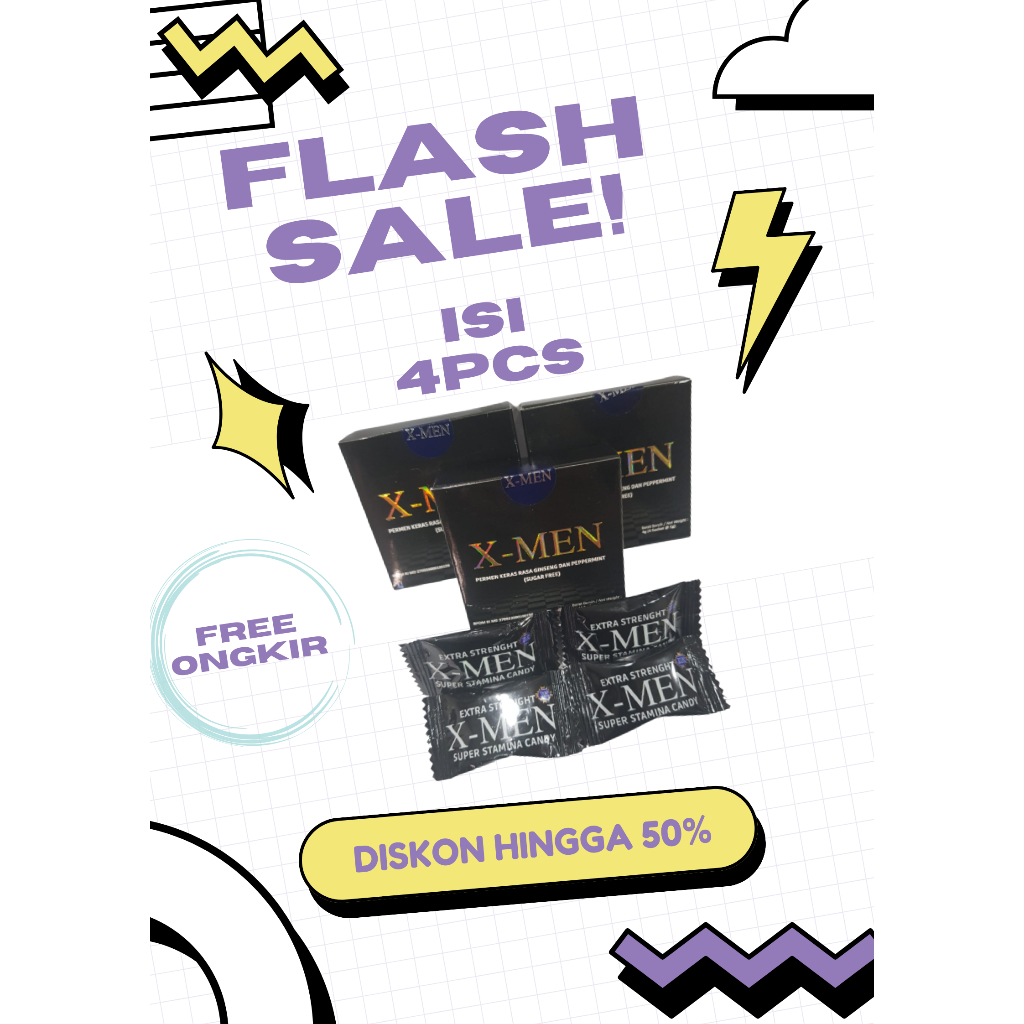 Xmen Permen Stamina Pria 1Box - Stamina pria 1Box isi 4 pcs - X men permen stamina
