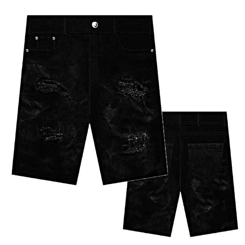 Rucas S15 Short Black Crystal Washed Diamond Pattern - Rucas x Zize Azizah -Poca Store Official