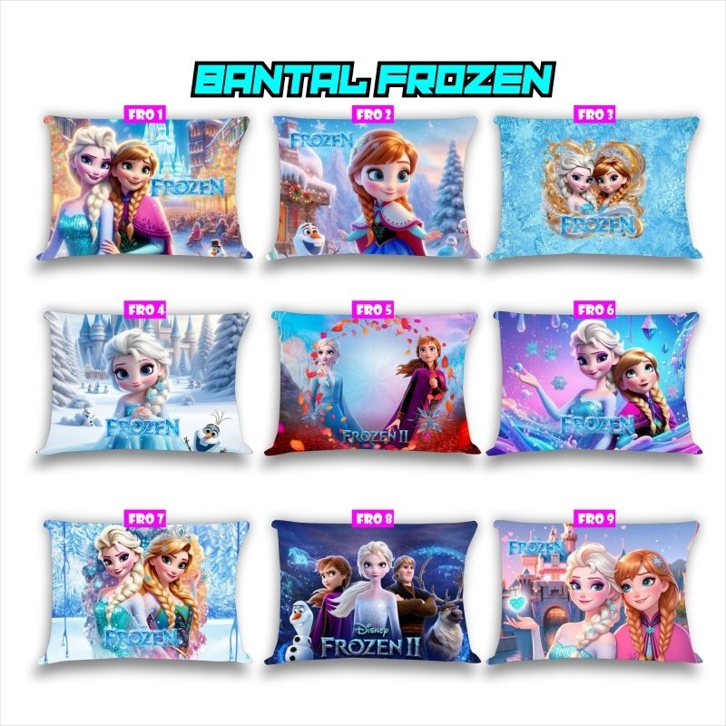 FREE CETAK NAMA & PHOTO BANTAL ANAK KARAKTER FROZEN 60X40 BISA CUSTOM GAMBAR SESUAI KEINGINAN PEMBEL