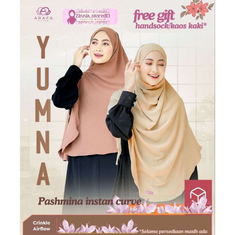 Arafa Hijab - Yumna Pashmina Curve Crinkle airflow premium