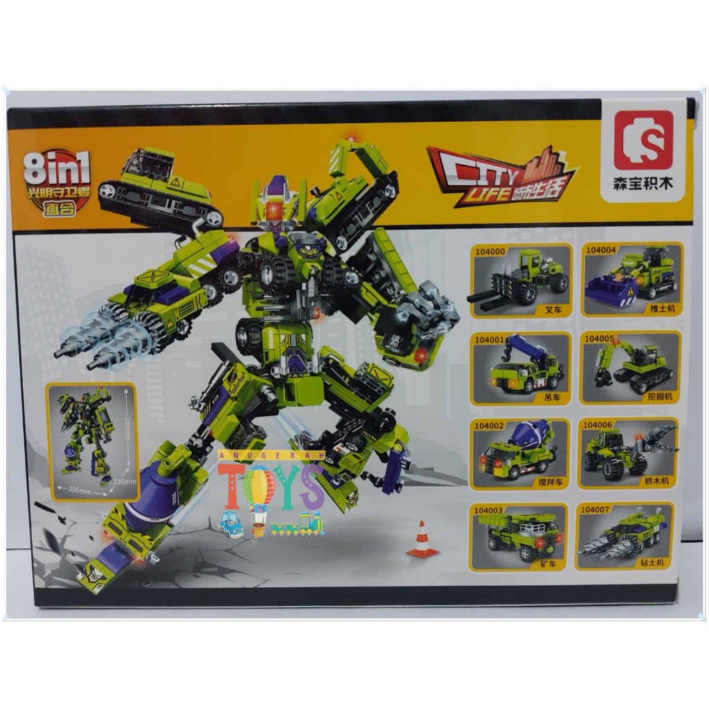 Sembo Block 8 in 1 Kendaraan Konstruksi Bisa jadi Robot 104000 - 7