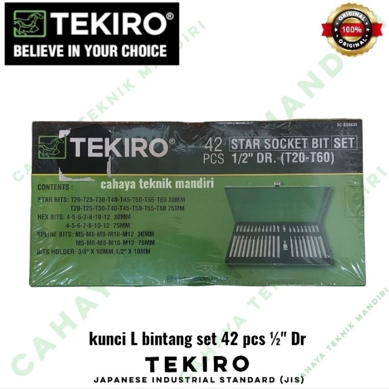 mata kunci sok L bintang TEKIRO SC-BS0635 star socket bit set 42 pcs