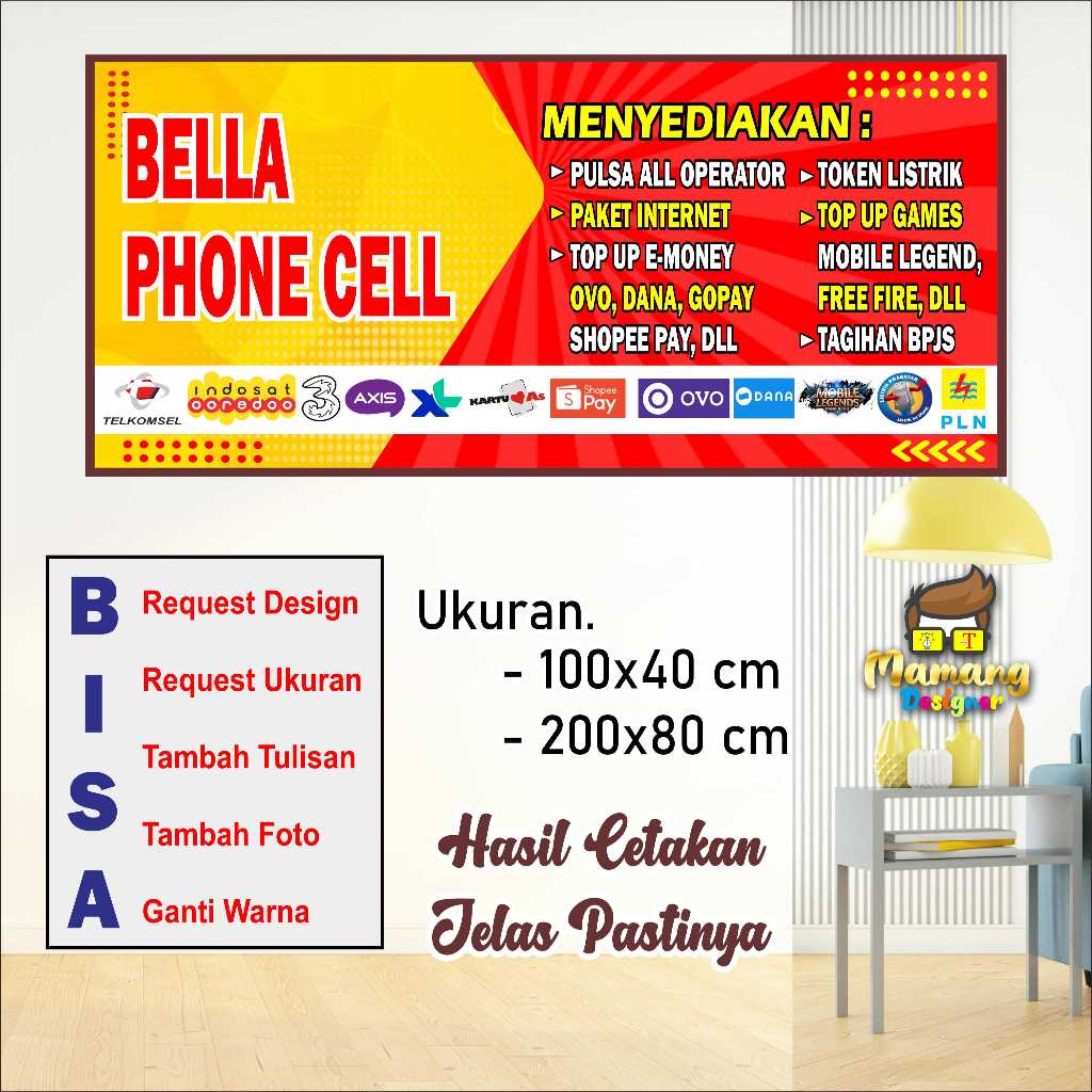Design Banner MMT Spanduk Konter Pulsa Bagus Murah Keren bb
