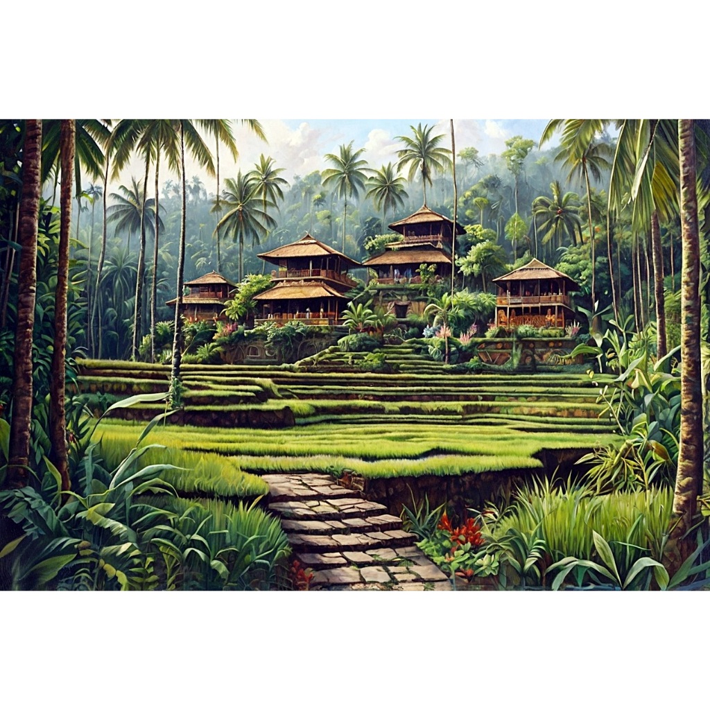 Lukisan Pemandangan Ubud Bali dengan Detail Realistis yang Luar Biasa