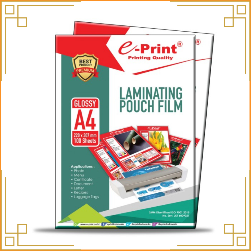 

E-PRINT PLastik laminating A4 glossy isi 100 sheet