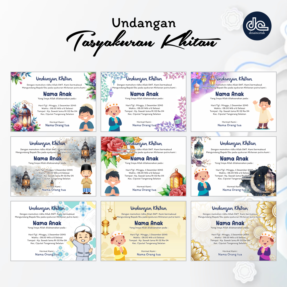 Cetak Undangan Tasyakuran Khitan undangan khitan anak