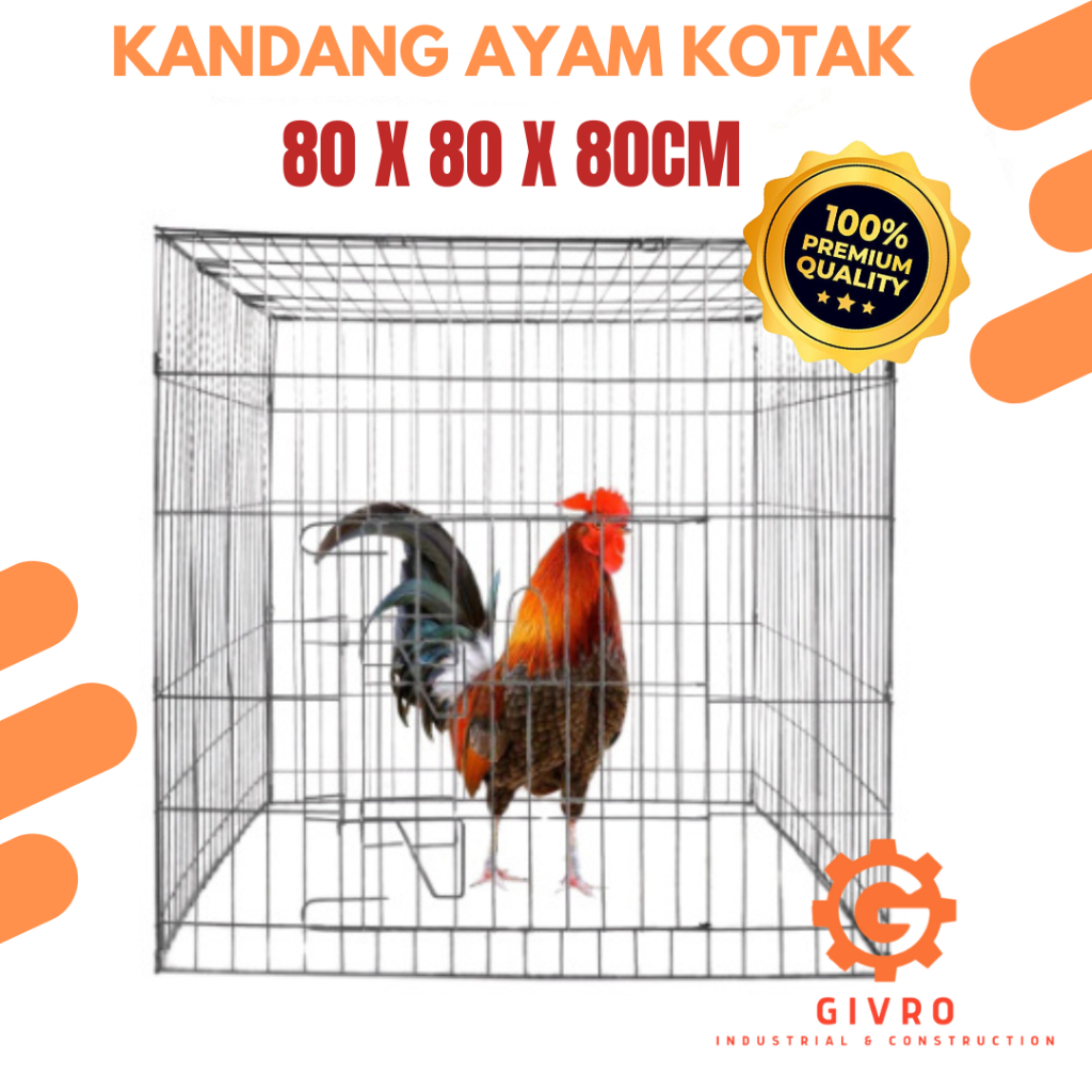 Kandang Ayam Kotak Galvanis Ukuran 80x80x80 cm untuk Ayam Petelur dan Potong