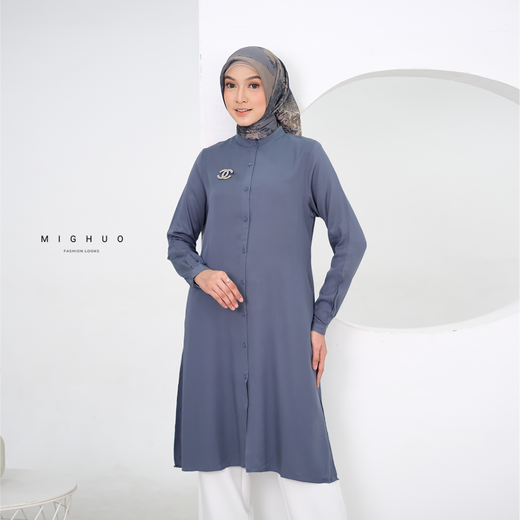 MIGHUO_ TUNIK POLOS WANITA KATUN TWILL RAYON PREMIUM