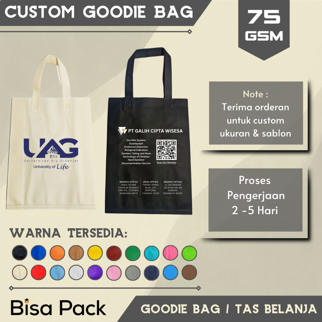 

Custom Sablon Goodie Bag Tas Spunbond ToteBag Handle