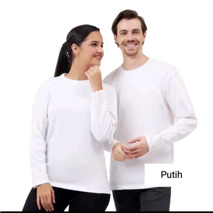 Kaos Polos Panjang Putih - Kaos Polos Pria Lengan Panjang - Kaos Oblong Polos Dewasa - Kaos Putih Pa