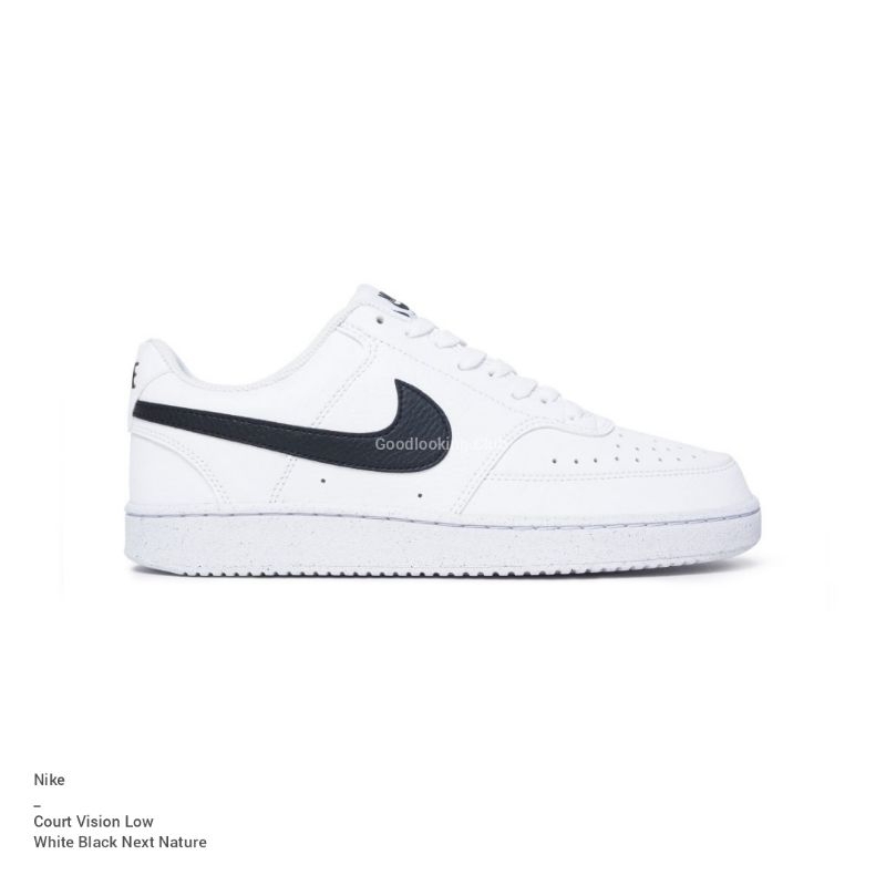 SEPATU NIKE COURT VISION LOW WHITE BLACK NEXT NATURE