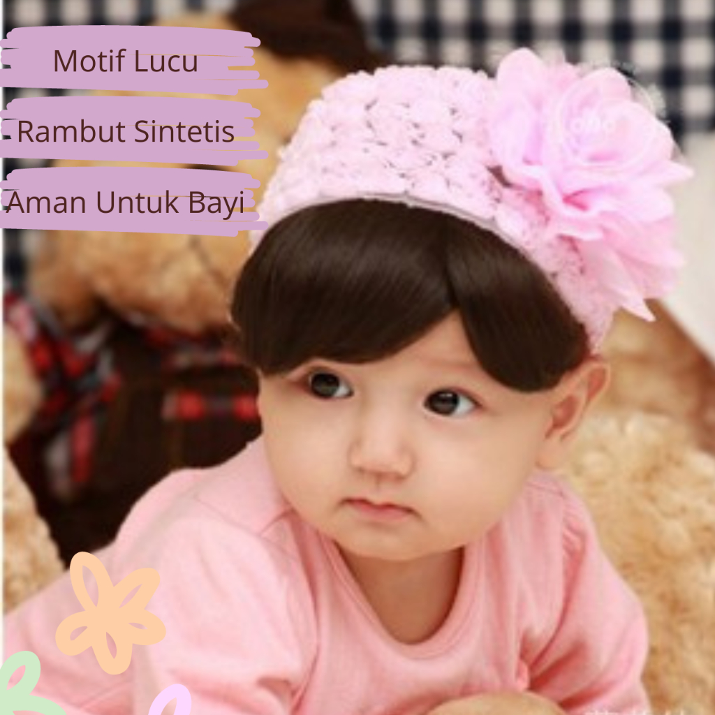 Bandana Bando Wig Aksesoris Bondu Topi Bayi Rambut Poni Kepang Palsu Anak Bayi Baby Balita Perempuan