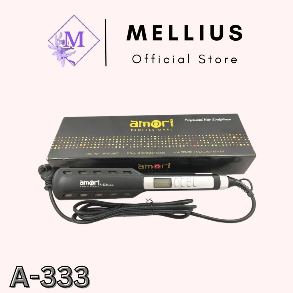 Catok Amori Lurus Plat Lebar 333 Professional Pro Ionic Original Catokan Rambut Ion Layar LCD