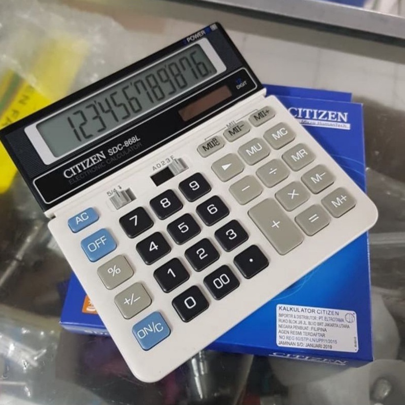 

KODE Q46Y Kalkulator 12 Digit Calculator Alat Hitung Citizen Type SDC 868L