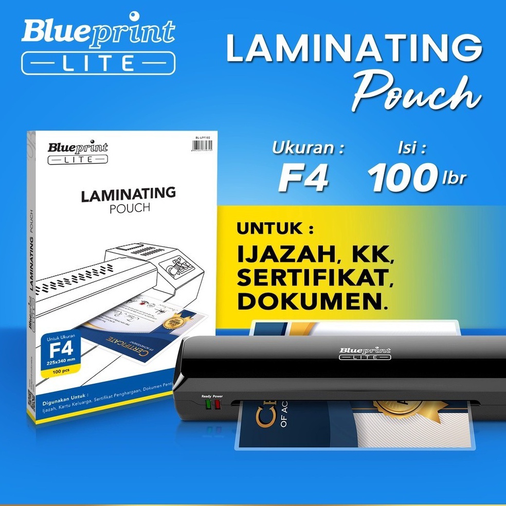 

KODE H72R BLUEPRINT BLLPF1 BLLPF12 LAMINATING FILM PLASTIK LAMINATING LITE F4 1 LEMBAR