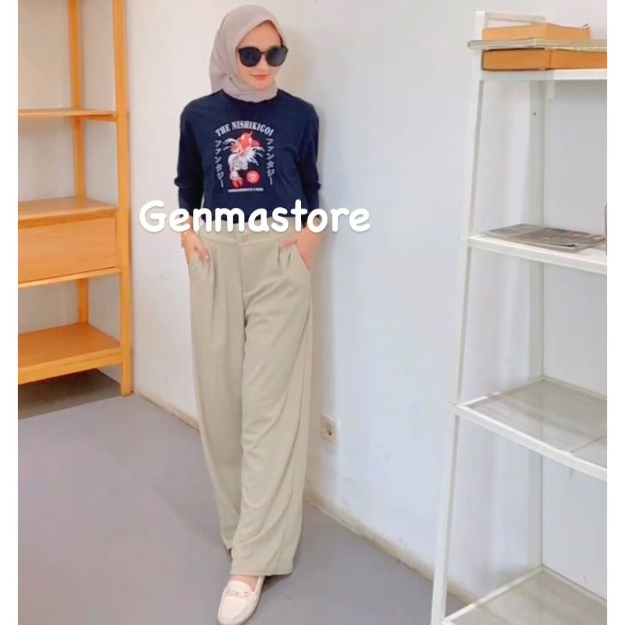 Celana Kulot daily Wanita JENNIE KNIT PANTS Knit Premium Cullote Haigwaist Nyaman Anti Kusut casual