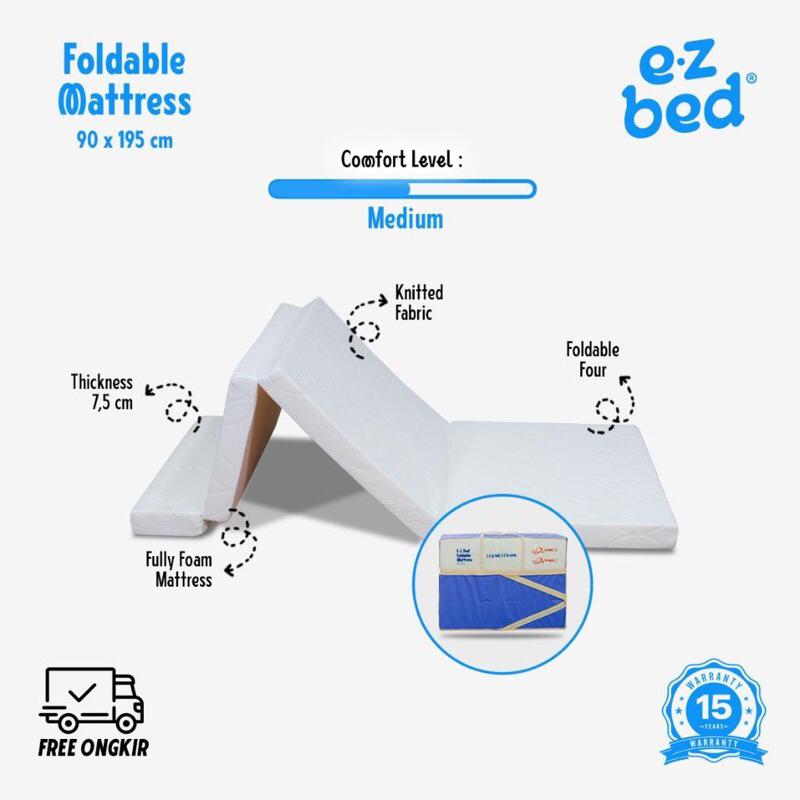 Matras Kasur Tilam Lipat EZ BED FOLDABLE, Gratis Tas EZ Bed