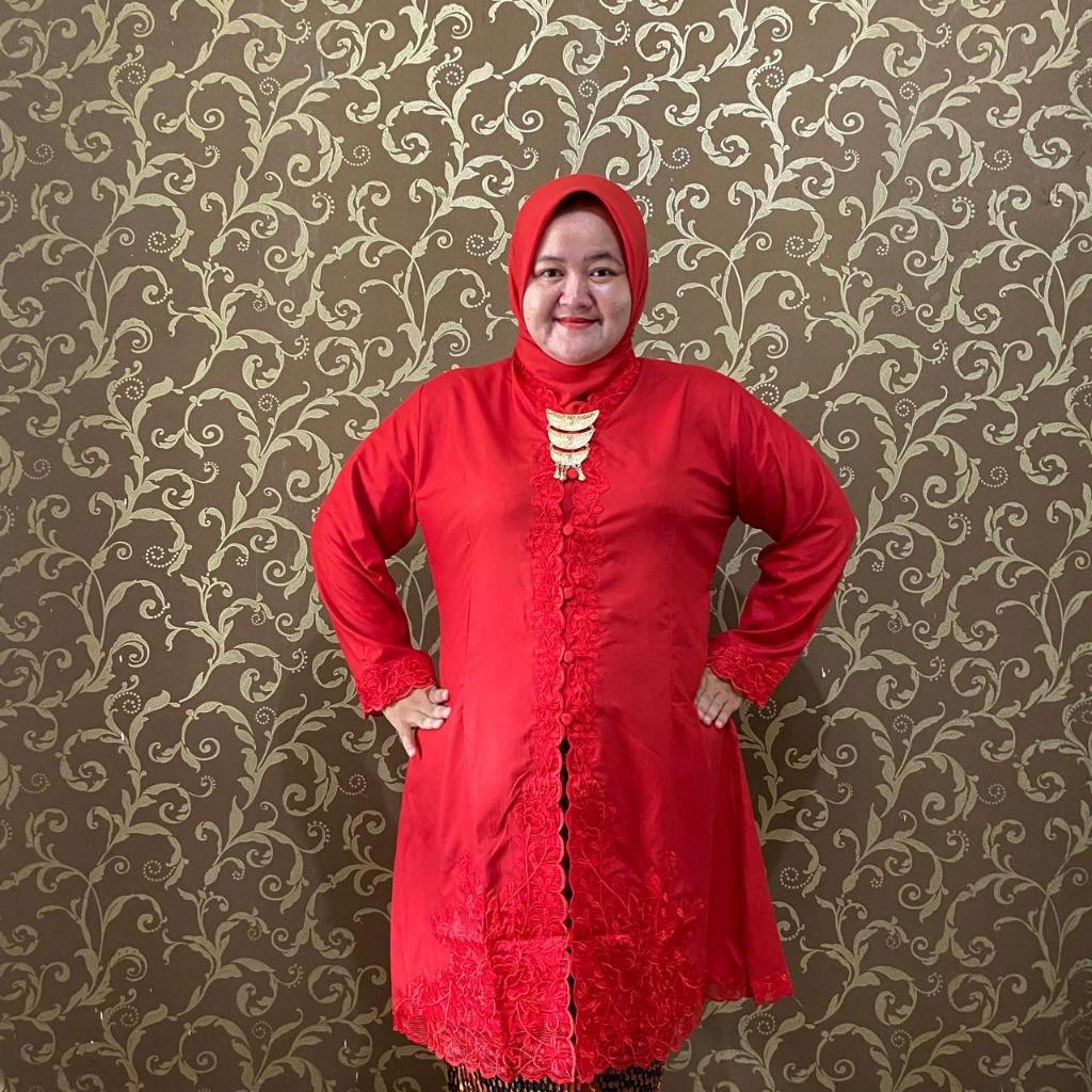 RB Kebaya Encim Tunik Jumbo Bordir Senada LD 130cm Dan 140cm Modern Terbaru Lengan Panjang