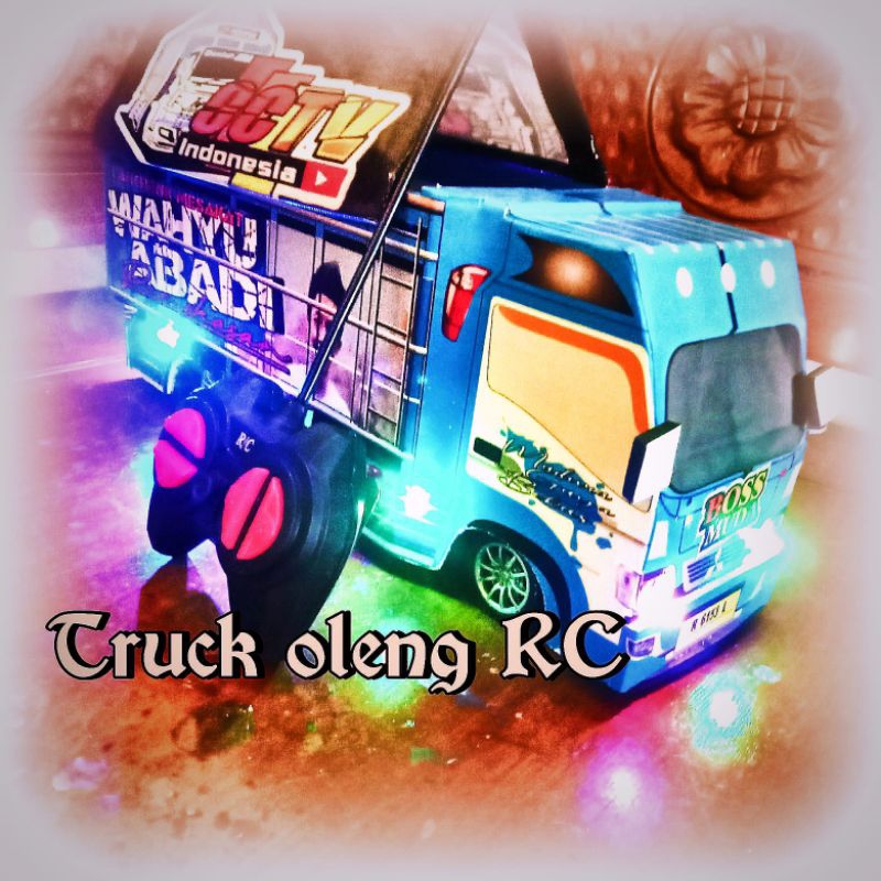 miniatur truk oleng remote control lampu