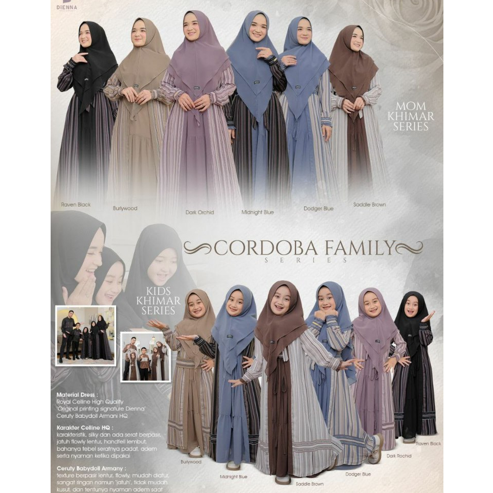 DIENNA CORDOBA KIDS DRESS ONLY+OUTER - DRESS ANAK-DRESS MOTIV SALUR -ADA TALINYA JUGA-GAMIS COUPLE M