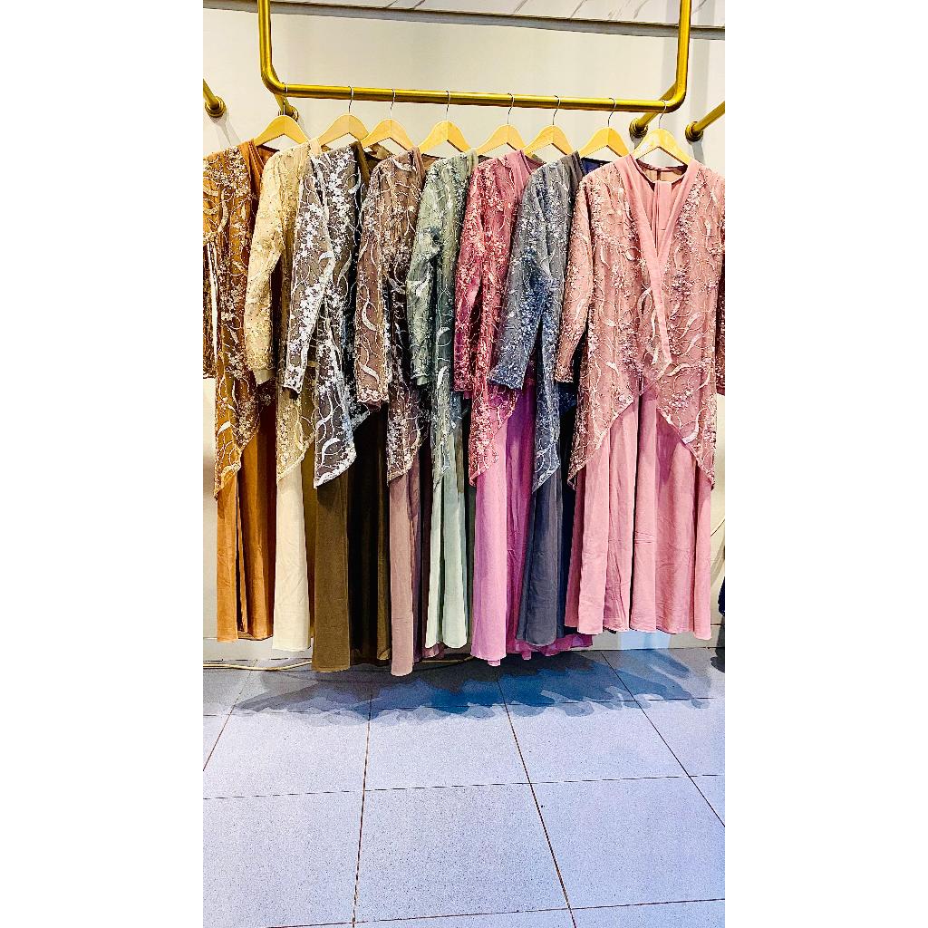 RAMADANIA HASANA TILE 2.3 DRESS ONLY  - BAJU KONDANGAN WISUDA LAMARAN BRIDESMAID -DRESS BROKAT TILE 