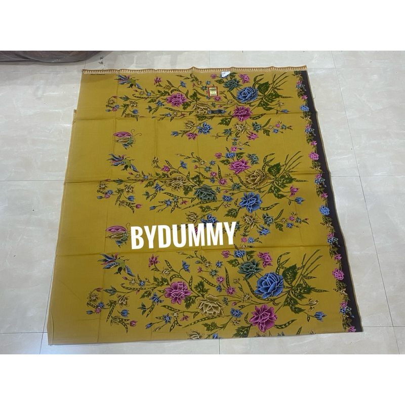 Kain Panjang batik pekalongan sewek jarik warna kuning gold motif kembang nomor 1269 katun prima isk