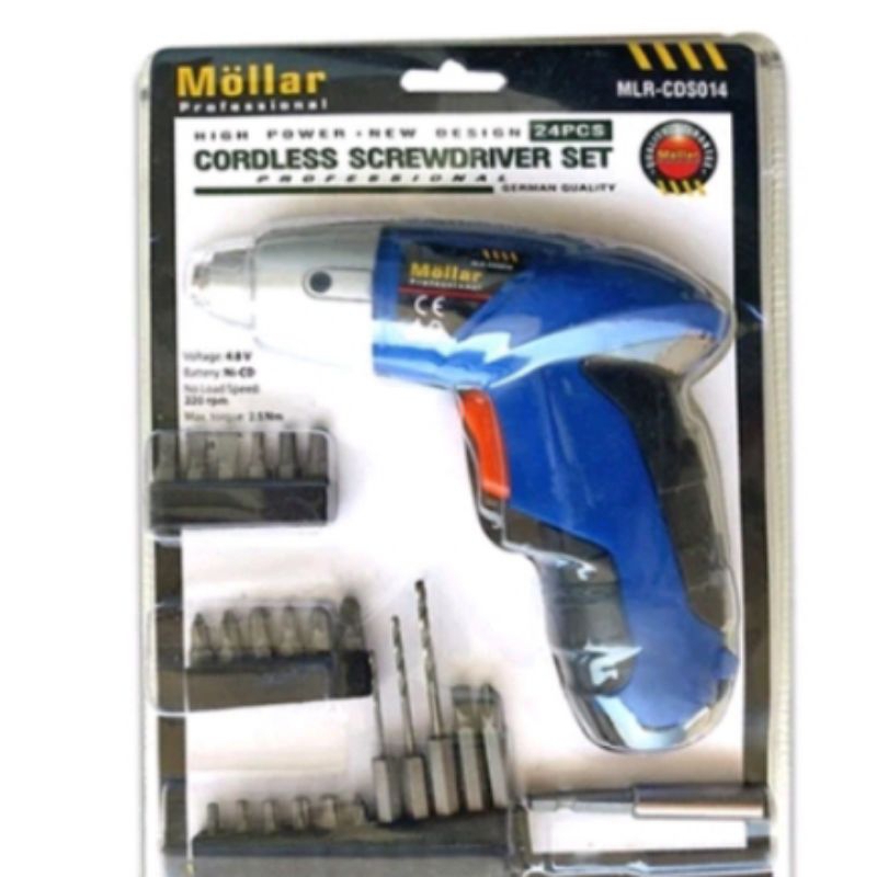 MOLLAR CDS014 Mesin Bor Obeng Baterai CORDLESS SCREWDRIVER SET